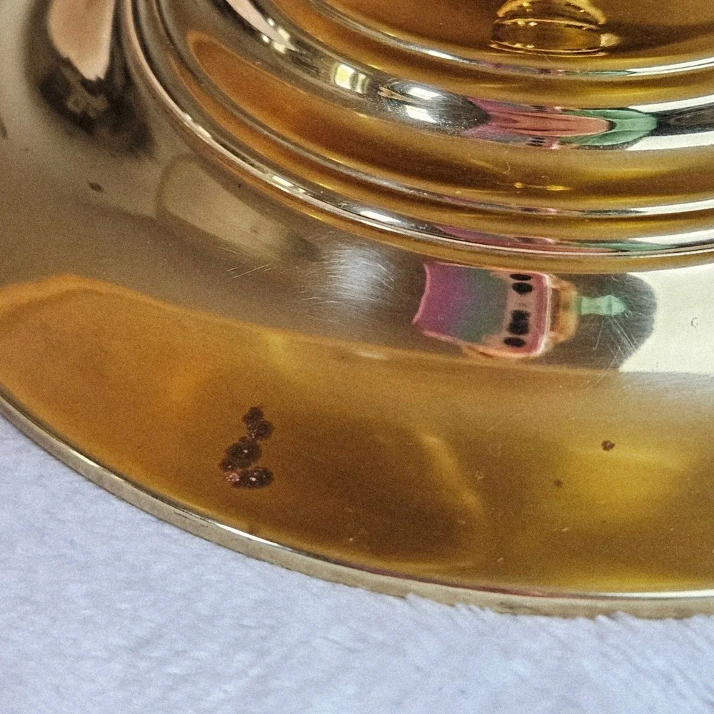 Baldwin‎ Brass Gold Polished Finger Loop Chamberstick Candlestick Holder USA Vtg